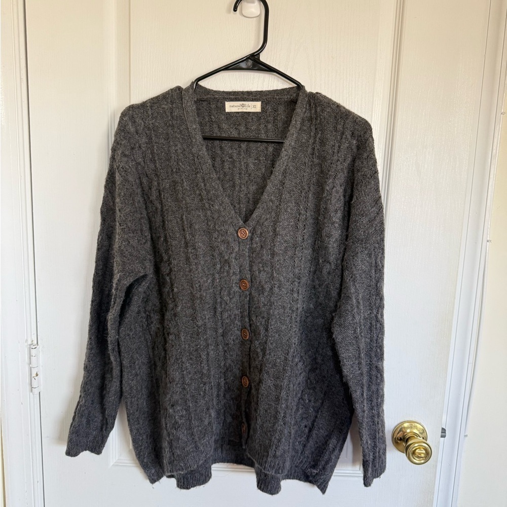 Natural Life Gray Button-Up Cardigan - Picture 2 of 4